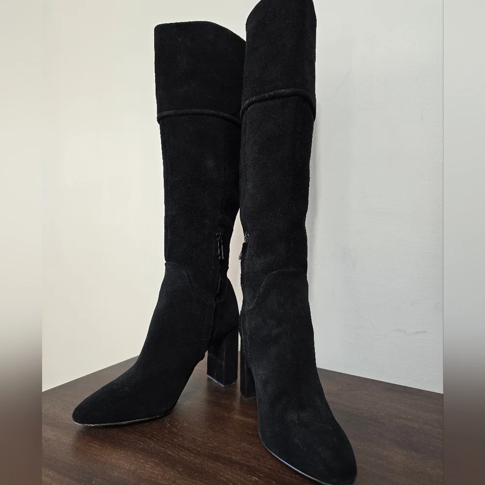 🤩Host Pick❤️AD & Daughters Black Suede Heeled Boots Women's Size 9 - Picture 4 of 11